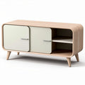 Scandinavian style wooden media console cabinet with two doors 120 x 40 x 50cm