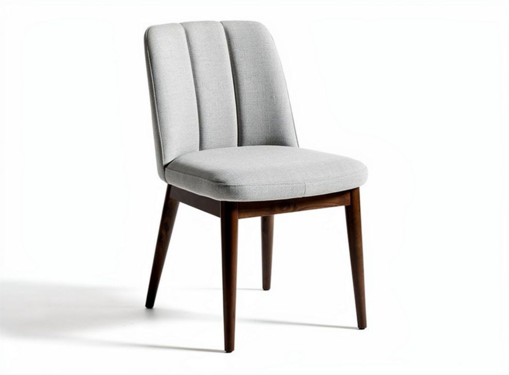 Upholstered dining chair with wooden legs in light gray 45 x 45 x 85cm