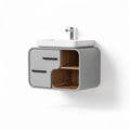Wall-mounted bathroom vanity with ceramic sink and wooden storage 60 x 40 x 30cm