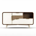 Modern storage cabinet with geometric design in white and brown 150 x 40 x 75cm