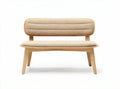 Wooden frame lounge chair with upholstered seat and backrest in beige 120 x 60 x 75cm