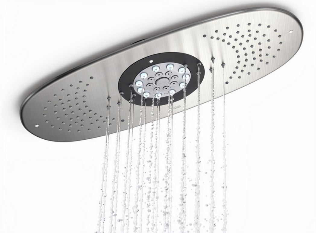 Rainfall showerhead with LED lights stainless steel 100 x 60 x 5cm