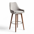 Fabric upholstered bar stool with wooden legs in gray 45 x 45 x 100cm