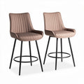 Fabric upholstered bar stools with black metal legs set of two 45 x 50 x 100cm