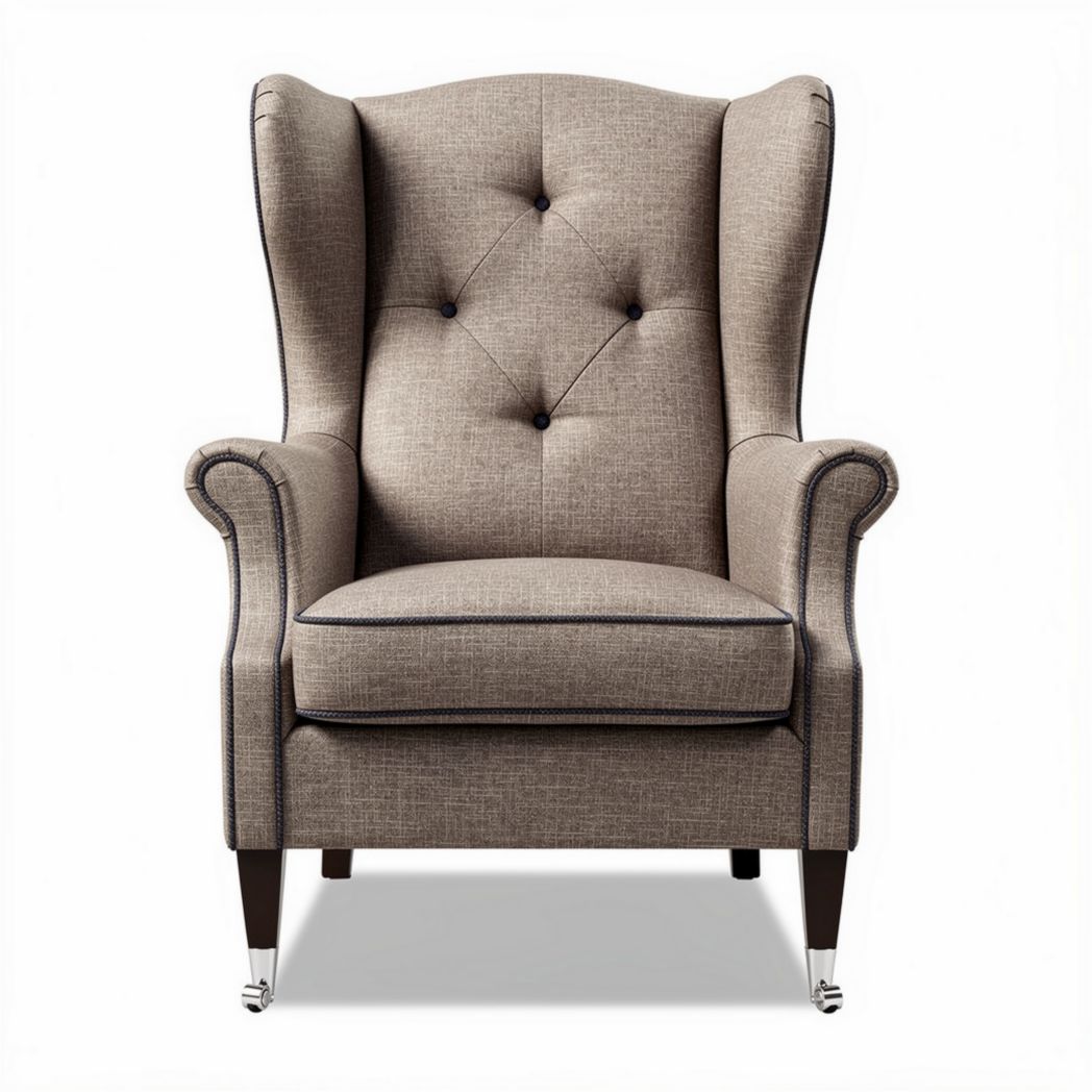 Wingback armchair with tufted upholstery in light brown 80 x 80 x 100cm