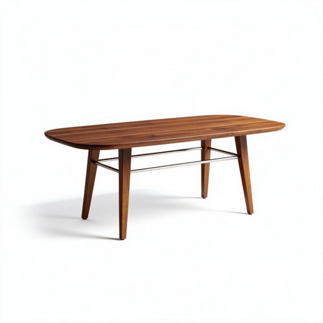 Wooden coffee table with rounded edges and tapered legs 150 x 80 x 75cm