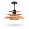 Rattan pendant light fixture with three tiers for living room decor